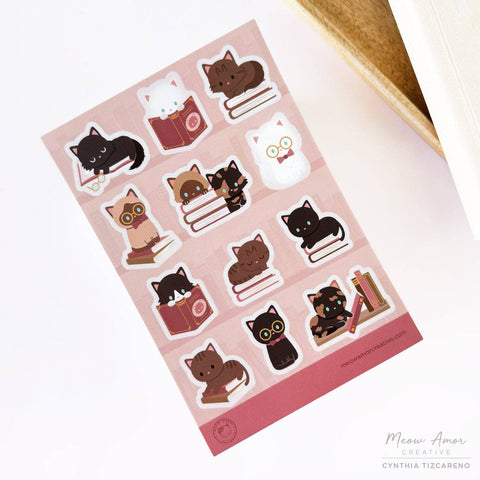 Blush Book Cats Vinyl Sticker Sheet