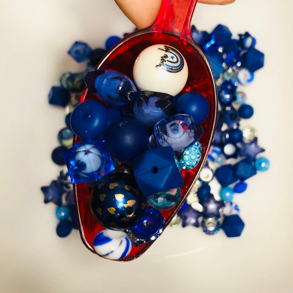 Bead Soup - Blue Jeanie || 3mm+ Large Hole || Bead Mixes || Silicone & Acrylic Mix