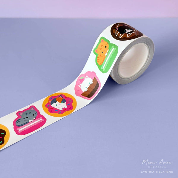 Sweets Cats Vinyl Sticker Roll Washi Tape