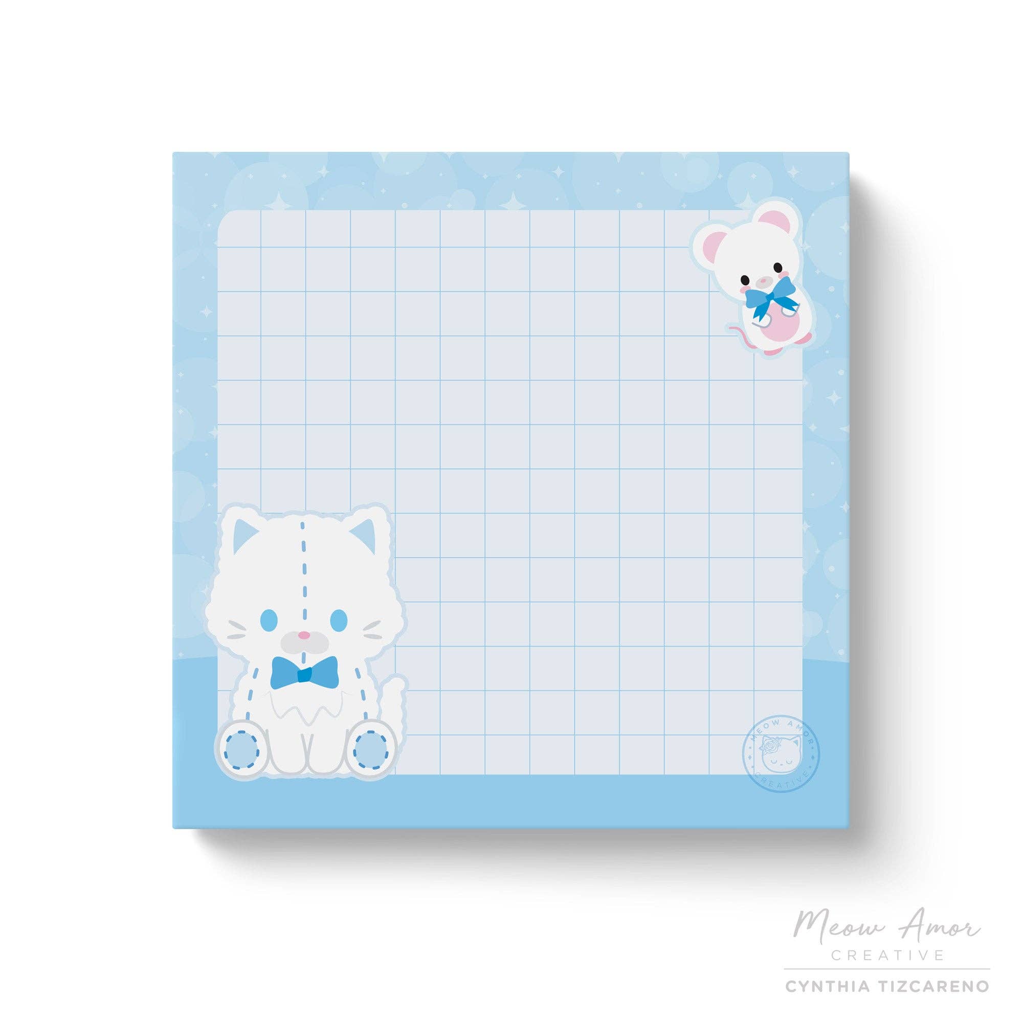 White Cat Plushie Sticky Notes