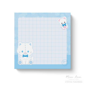 White Cat Plushie Sticky Notes
