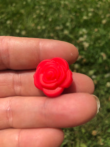 Silicone Focal Beads - Red Floral Rose -58A