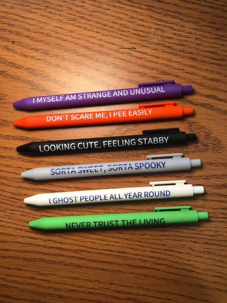 Macaron Pen - Spooky Quotes Ballpoint Pens Set of Six