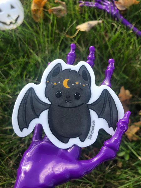 NEW- Black Batty with Celestial Crown || Kawaii Cute Spooky Pastel Goth || Vinyl Sticker || Starr Plans Exclusive