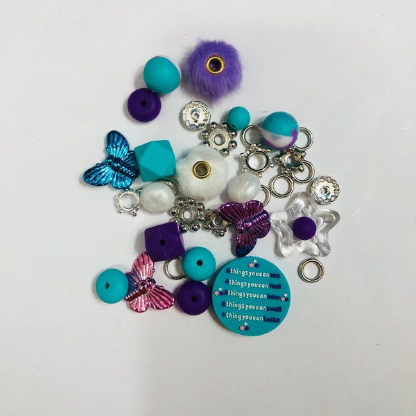 Bead Mixes - Ground Yourself|| 3mm+ Large Hole || Bead Pack with Focal ||Teal and Purple