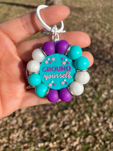 Flower Fidget Silicone Beaded Keychain - Various Styles