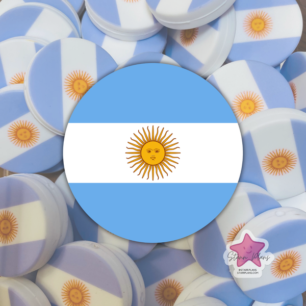 Argentina Flag Round Silicone Focal Bead ||