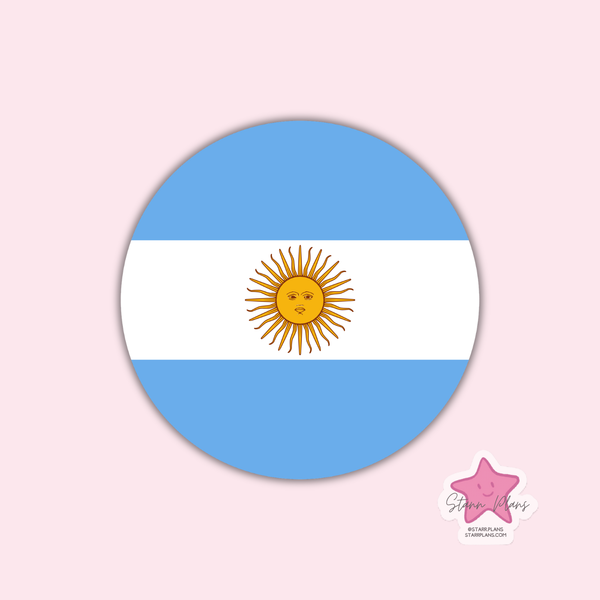 Argentina Flag Round Silicone Focal Bead ||