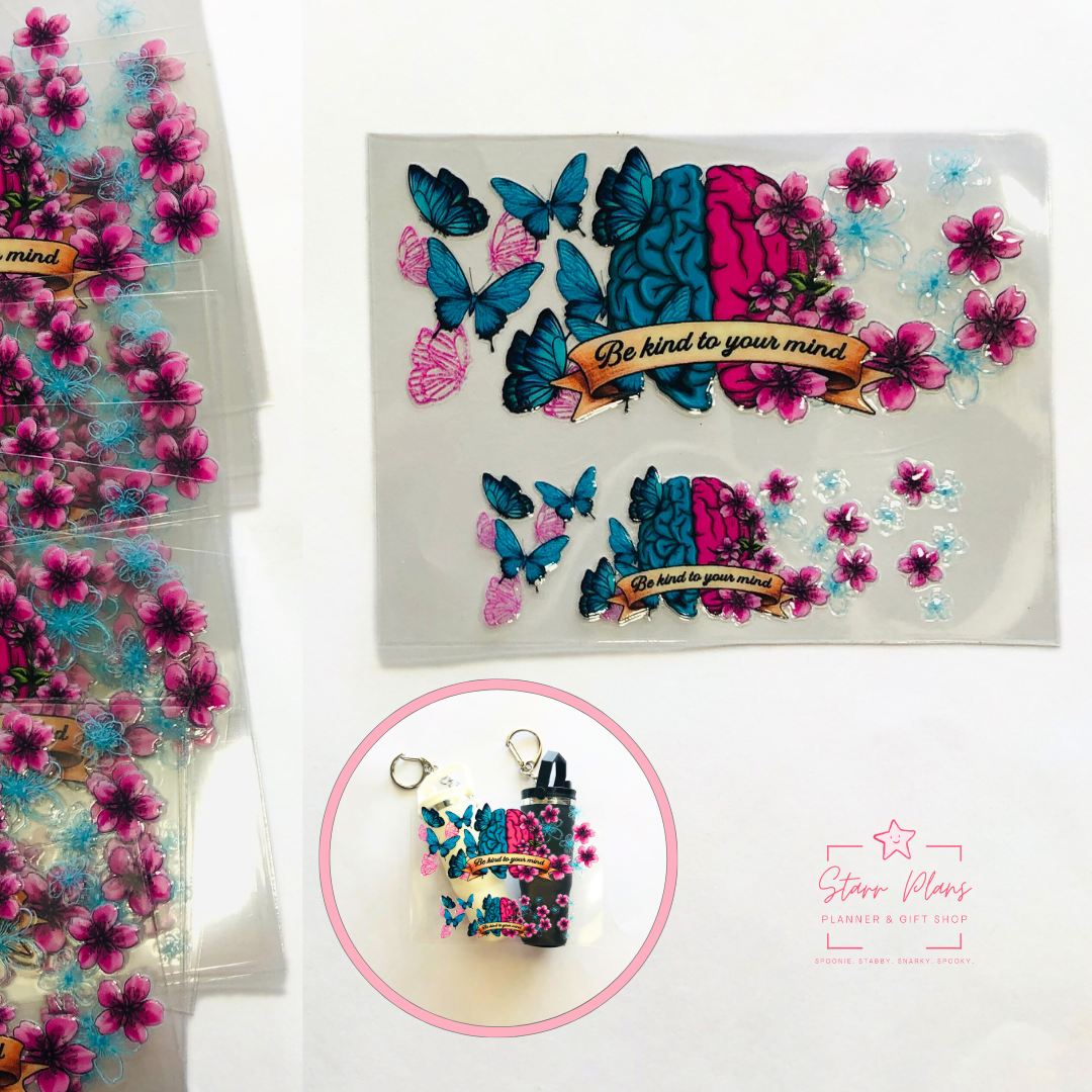 Mini Tumbler UVDTF Decal - Awareness - Be Kind to Your Mind