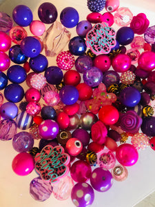 Bead Soup || Beadable Pens & Projects || Bubblegum- Mean Girls - Dark Purple & Pinks || 3mm+ Large Hole ||  Bead Mixes || Crafts & Jewelry ||