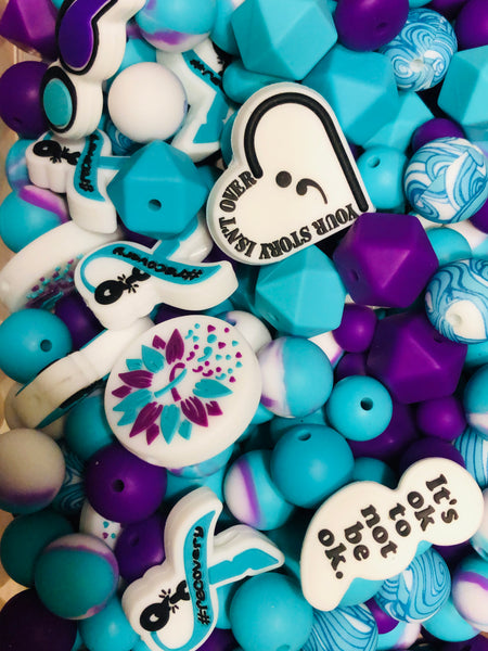 Bead Soup - Suicide Awareness || 3mm+ Large Hole || Bead Mixes || Silicone Only Mix