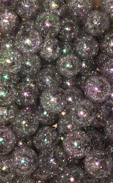 Black Crack Acrylic Chunky Bubblegum Beads || 12mm 16mm 20mm || Packs of 10 pieces