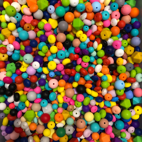 Mixed Size Silicone Bead Mix - Various Colors & Styles - Randomly Chosen