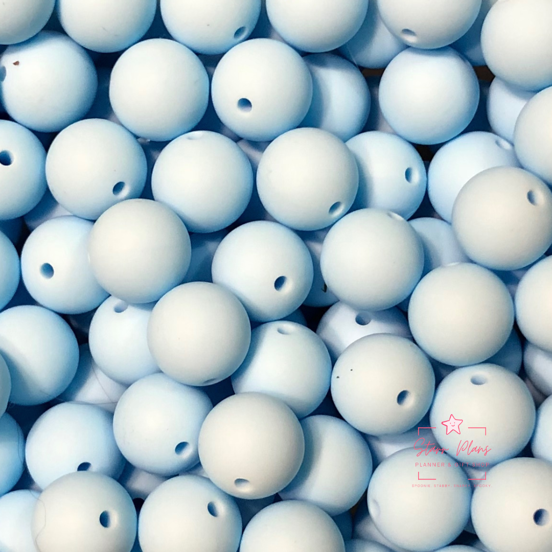 15mm Round Silicone Bead - Baby Blue 41