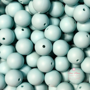 15mm Round Silicone Bead - Baby Teal 34