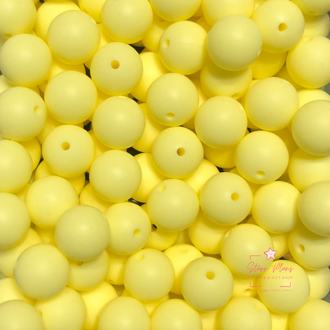 15mm Round Silicone Bead - Baby Yellow 01