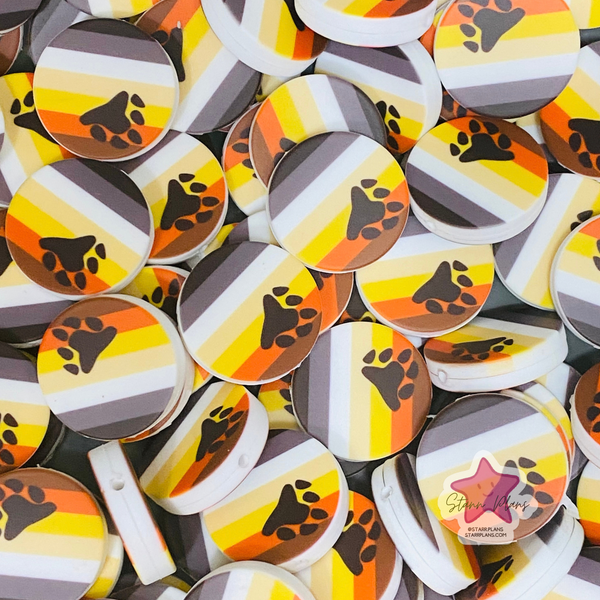 Bear Brotherhood Pride Flag Round Silicone Focal Bead ||