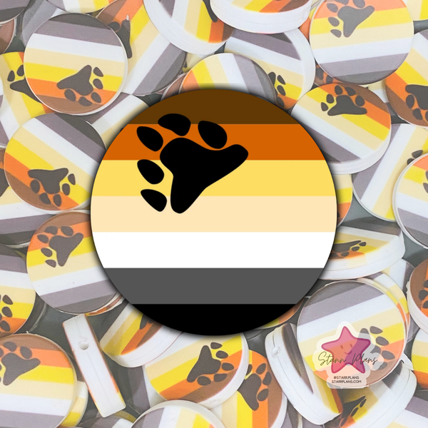 Bear Brotherhood Pride Flag Round Silicone Focal Bead ||
