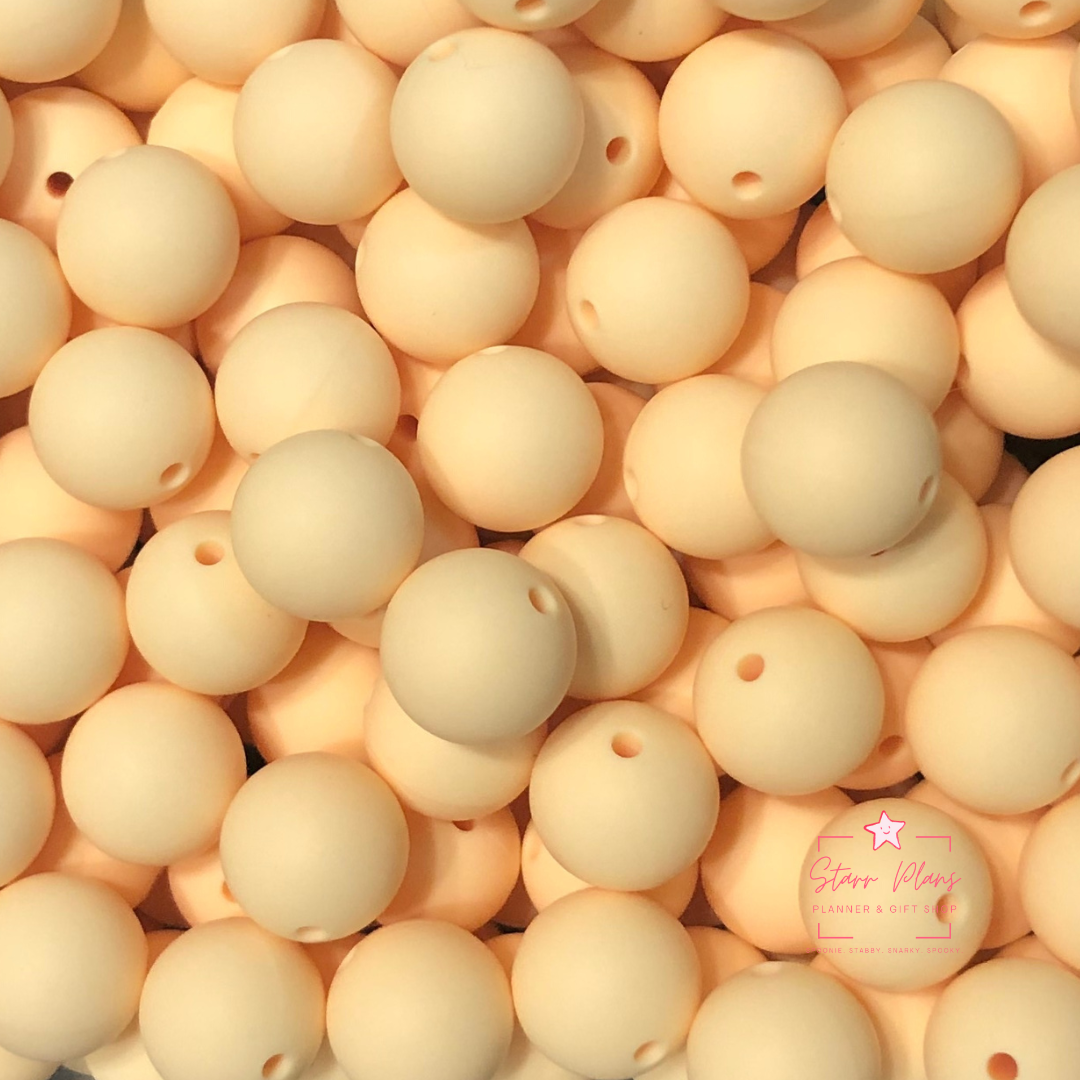 15mm Round Silicone Bead - Bisque Beige 06