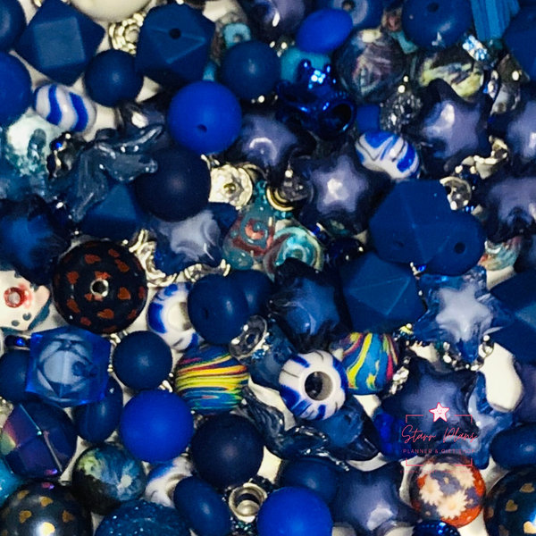 Bead Soup - Blue Jeanie || 3mm+ Large Hole || Bead Mixes || Silicone & Acrylic Mix