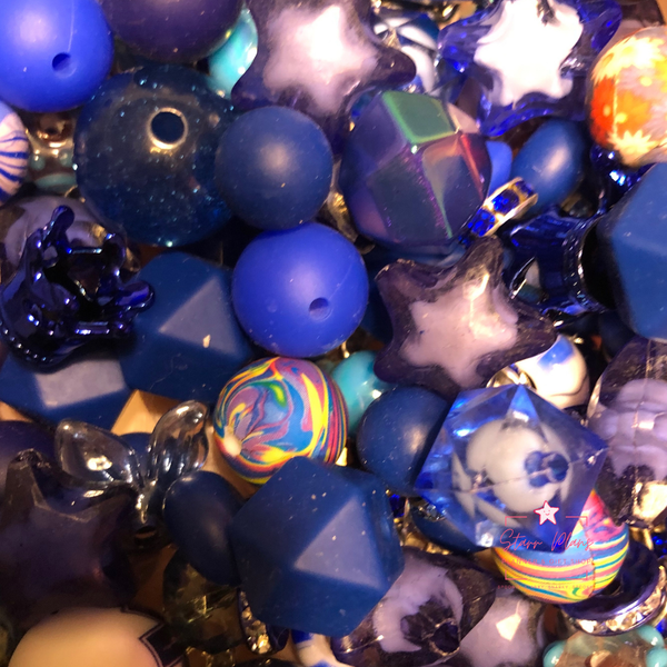Bead Soup - Blue Jeanie || 3mm+ Large Hole || Bead Mixes || Silicone & Acrylic Mix