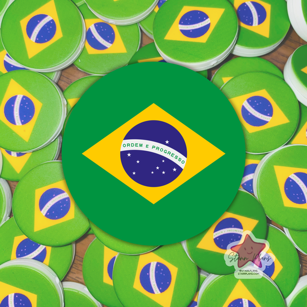 Brazil Flag Round Silicone Focal Bead ||