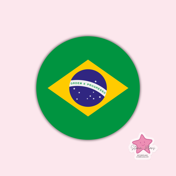 Brazil Flag Round Silicone Focal Bead ||