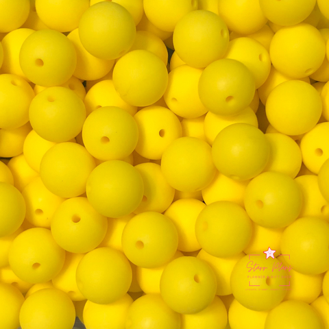 15mm Round Silicone Bead - Bright Yellow 03