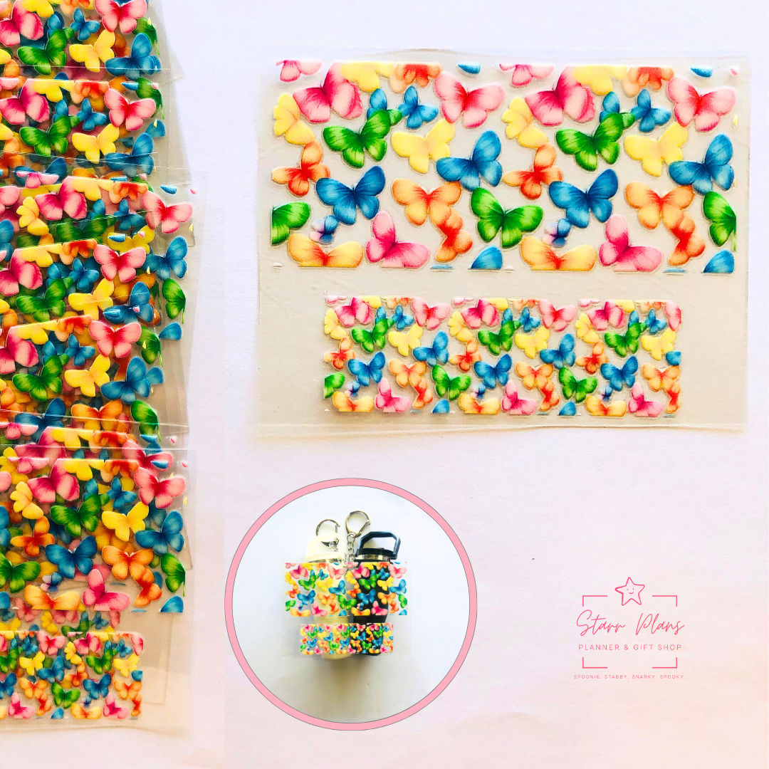 Mini Tumbler UVDTF Decal - Patterns - Butterfly Multicolor Rainbow