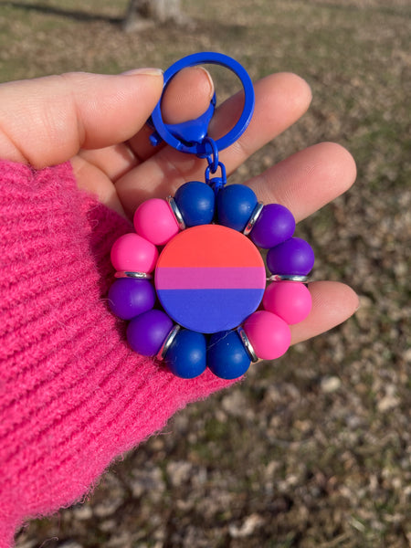 Flower Fidget Silicone Beaded Keychain - Various Styles