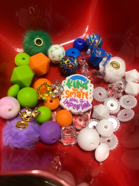 Bead Mixes - You is Kind || 3mm+ Large Hole || Bead Pack with Focal || Green, Purple, White