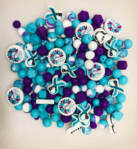 Bead Soup - Suicide Awareness || 3mm+ Large Hole || Bead Mixes || Silicone Only Mix