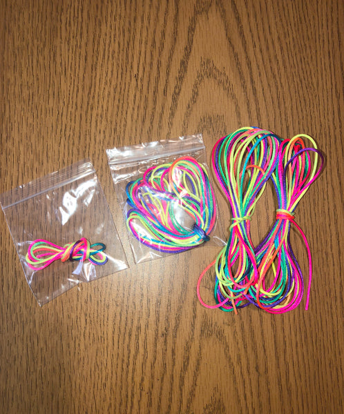 Satin Nylon Cord 1.5 mm.  Rainbow.  Various Lengths