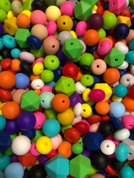 Mixed Size Silicone Bead Mix - Various Colors & Styles - Randomly Chosen