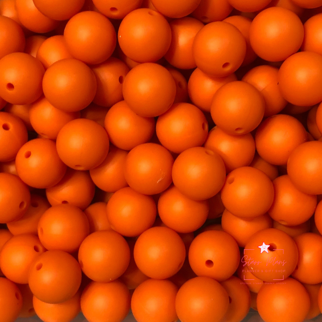 15mm Round Silicone Bead - Carrot Orange 10