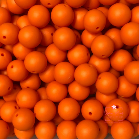 15mm Round Silicone Bead - Carrot Orange 10