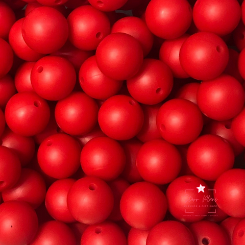 15mm Round Silicone Bead - Cherry Red 19
