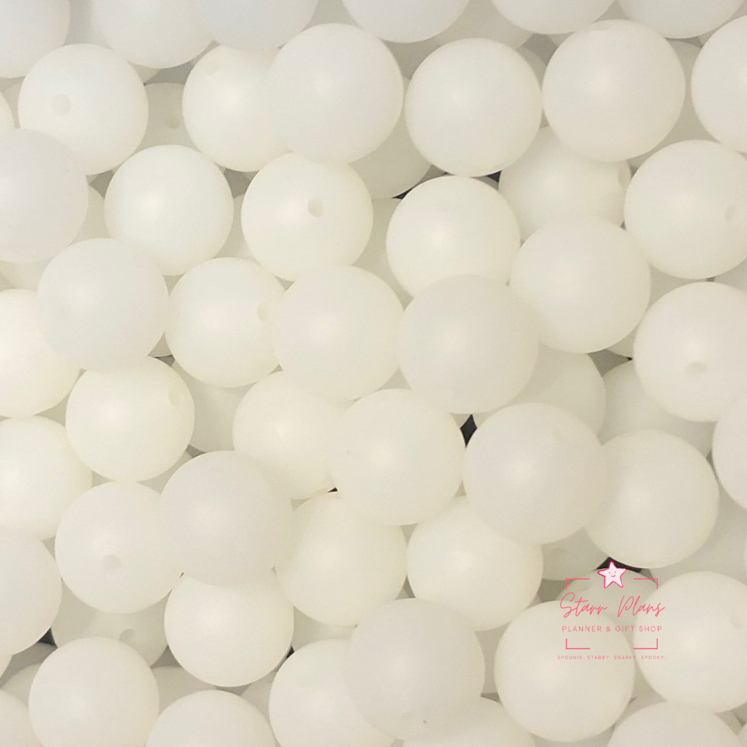 15mm Round Silicone Bead - Cloudy White 21