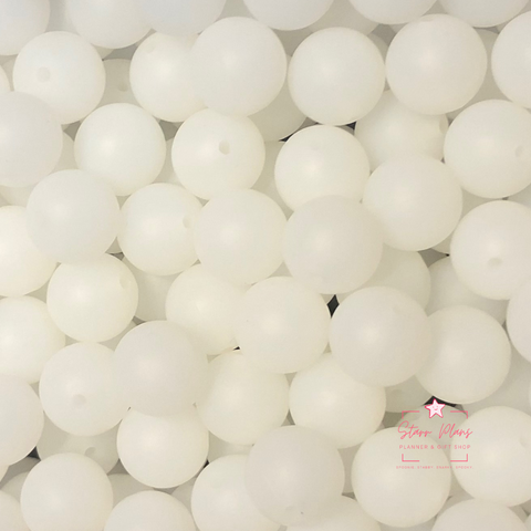 15mm Round Silicone Bead - Cloudy White 21