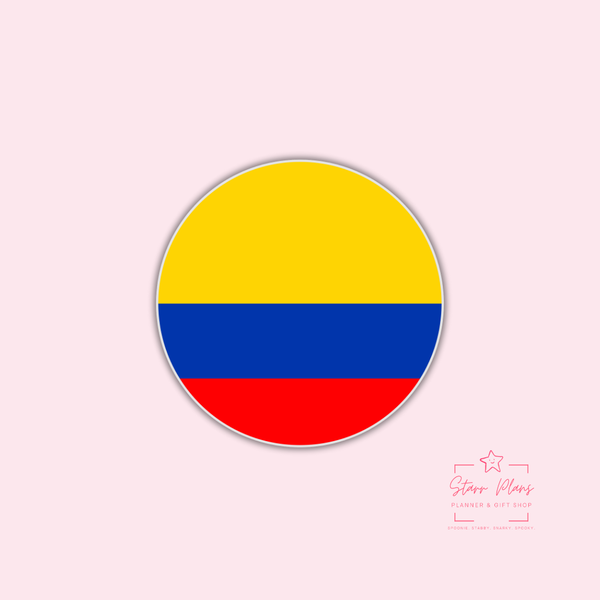Colombia Flag Round Silicone Focal Bead ||