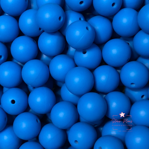 15mm Round Silicone Bead - Cornflower Blue 44