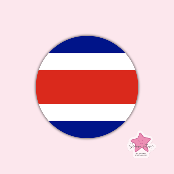 Costa Rica Flag Round Silicone Focal Bead