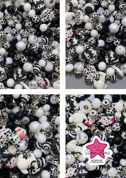 Bead Soup - Cow Print|| 3mm+ Large Hole || Bead Mixes ||