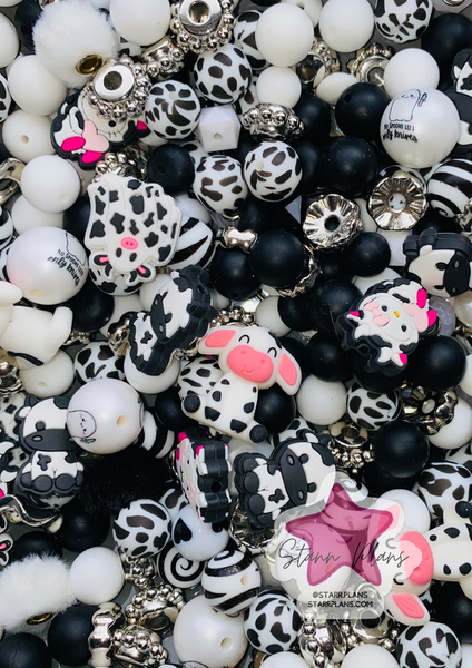 Bead Soup - Cow Print|| 3mm+ Large Hole || Bead Mixes ||