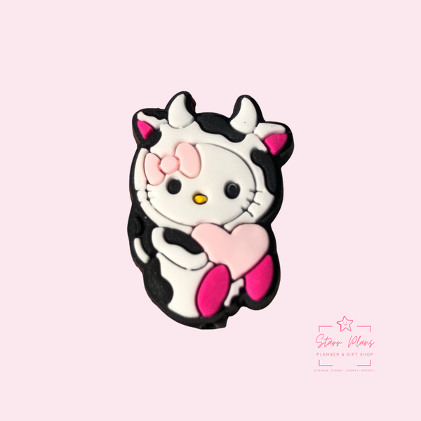 PVC Focal Beads - Kawaii Kitty Cow - 203B