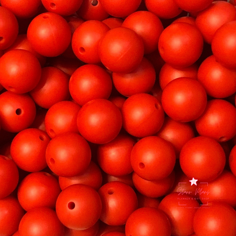 15mm Round Silicone Bead - Cream Red 20