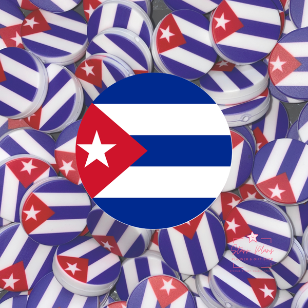 Cuba Flag Round Silicone Focal Bead ||