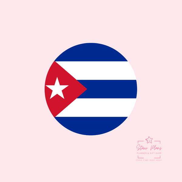 Cuba Flag Round Silicone Focal Bead ||