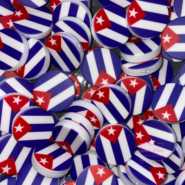 Cuba Flag Round Silicone Focal Bead ||