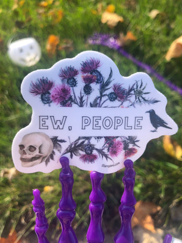 NEW- Floral "Ew People" || Snarky Introvert Spooky Pastel Goth || Vinyl Sticker || Starr Plans Exclusive